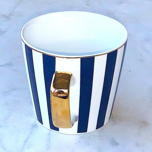 GRACES TEAWARE BLUE WHITE STRIPE COFFEE MUG CUP NEW PORCELAIN - Picture 4 of 7